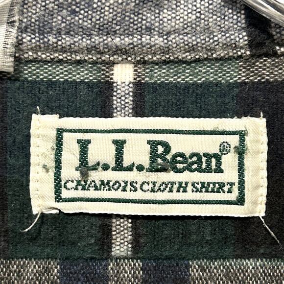 L.L. Bean Chamois Cloth Shirt XXL Blue Green Plaid Cotton Button Down GO28 Gorp - Picture 3 of 8